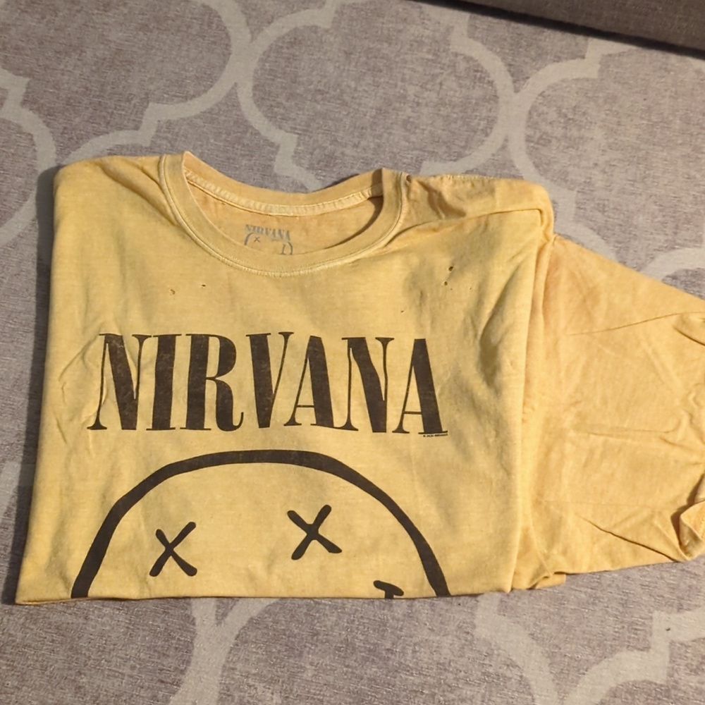 Nirvana Band TShirt Mustard Yellow One Size